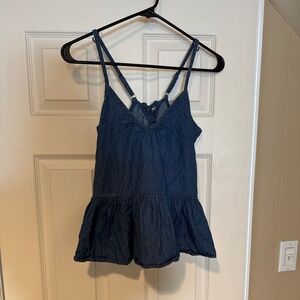 Derek Heart blue denim color peplum tie back tank